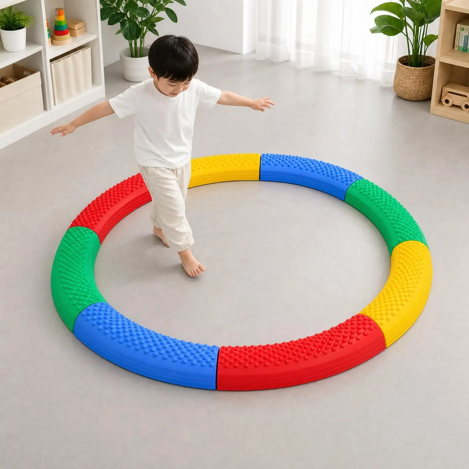 Kids Sensory Balance Board Educational Toy Plastic Connecting Path with Dots and Textures for Gross Motor Play Preschool