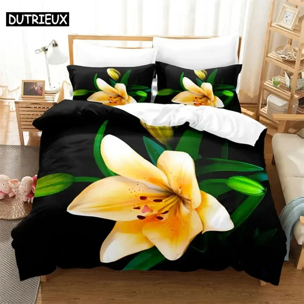 

Yellow Flowers Queen Bedding Set Single Twin Double Queen King Cal King Size Bed Linen Set