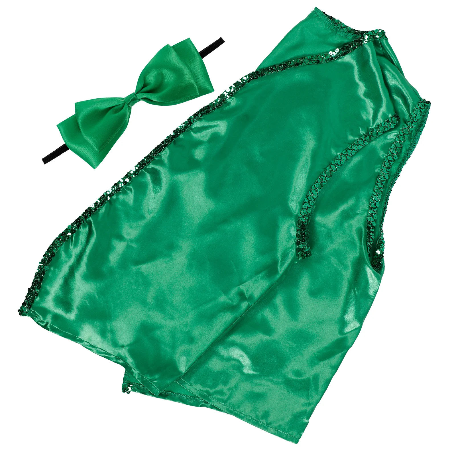 1Set Rompi St. Patrick dengan Dasi Kupu-kupu Dekoratif, Set Kostum Pesta Cosplay, Rompi Hijau, Rompi Hari St. Patrick