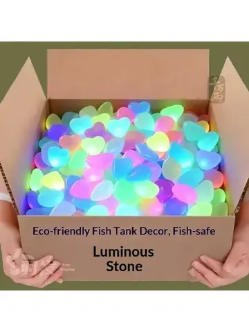 100Pcs Glow in The Dark Garden Pebbles for Sidewalk Garden Terrace Lawn Garden Patio Fish Tank Aquarium Decoration Glow Stone