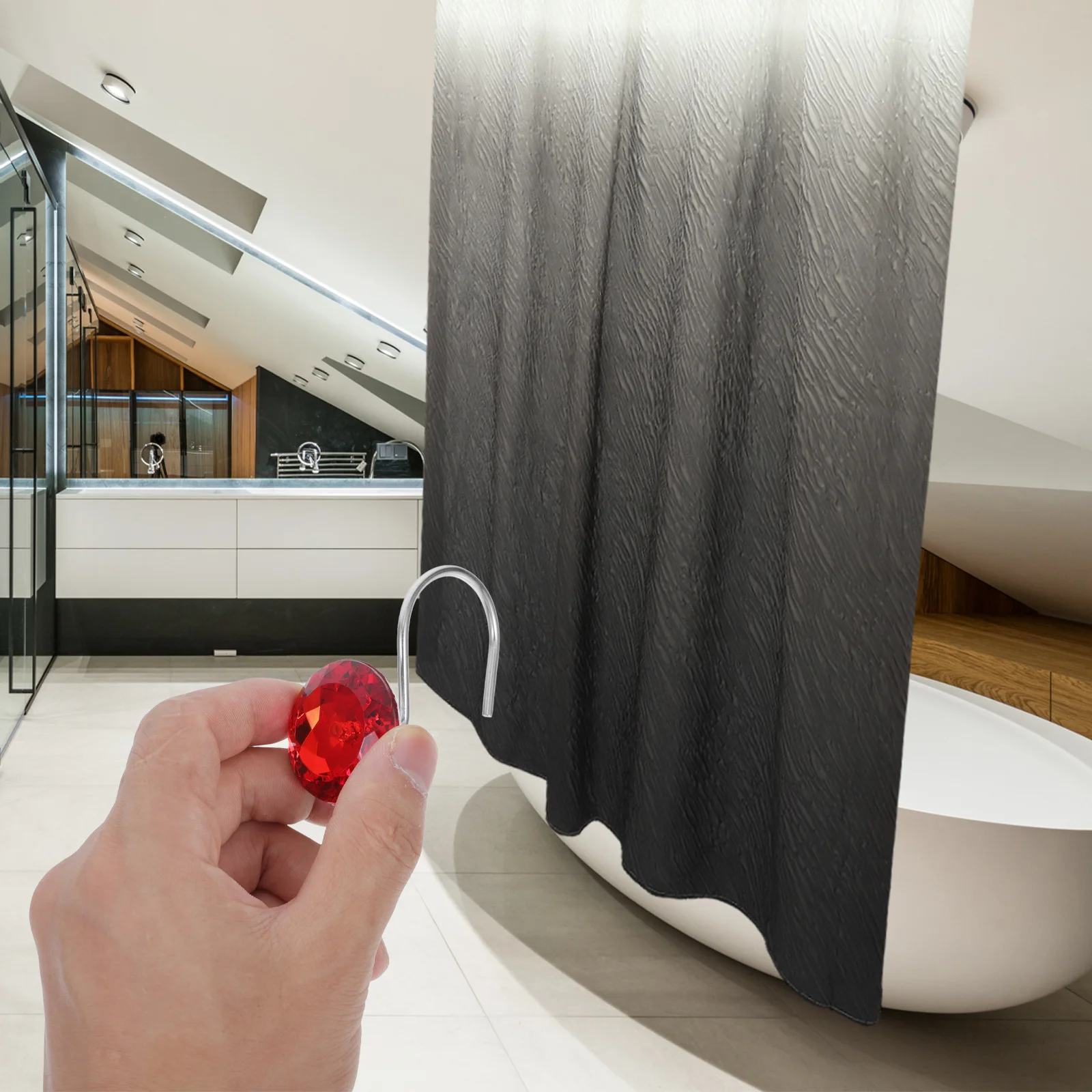 

12Pcs Crystal Shower Curtain Hooks Shiny Acrylic Iron Corrosion Resistant Hanging Hangers for Shower Curtain Rods Bathroom