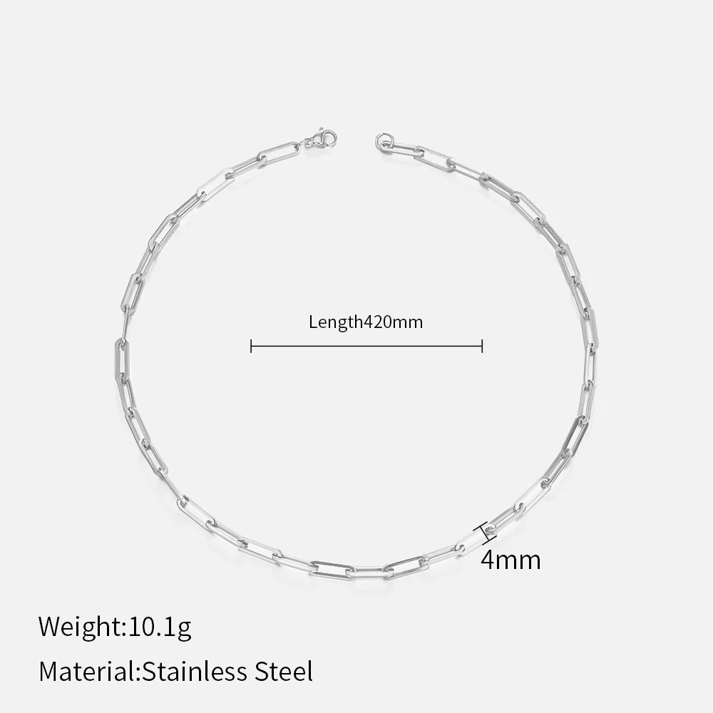 Stainless Steel Basic Frame Link Chain Lobster Clasp Necklace Waterproof 18K Gold Plated Metal Texture Collar Women Jewelry Gift