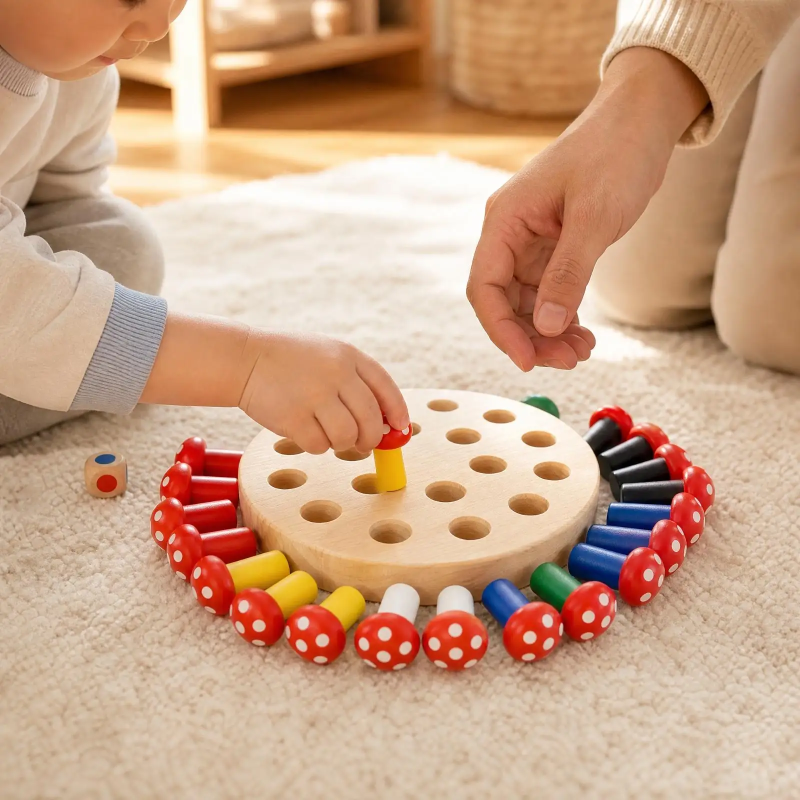 Wooden Memory Game Interactive Round Wooden Memory Board Cognition Training Educational Toy for Preschoolers, Preschool