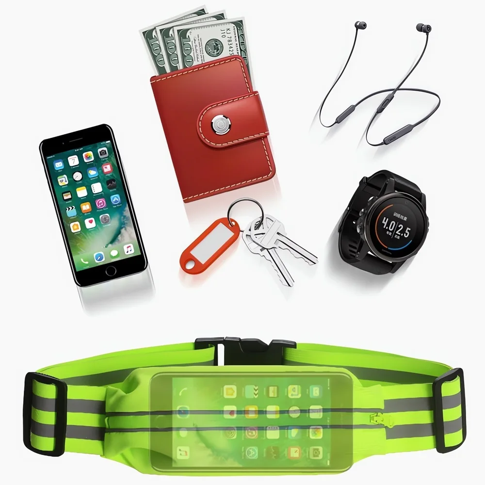 

70-106cm Adjustable Reflective Waistband Waist Bag High Visibility Fashion Strip Pack Pocket Safety For Night Walking Running