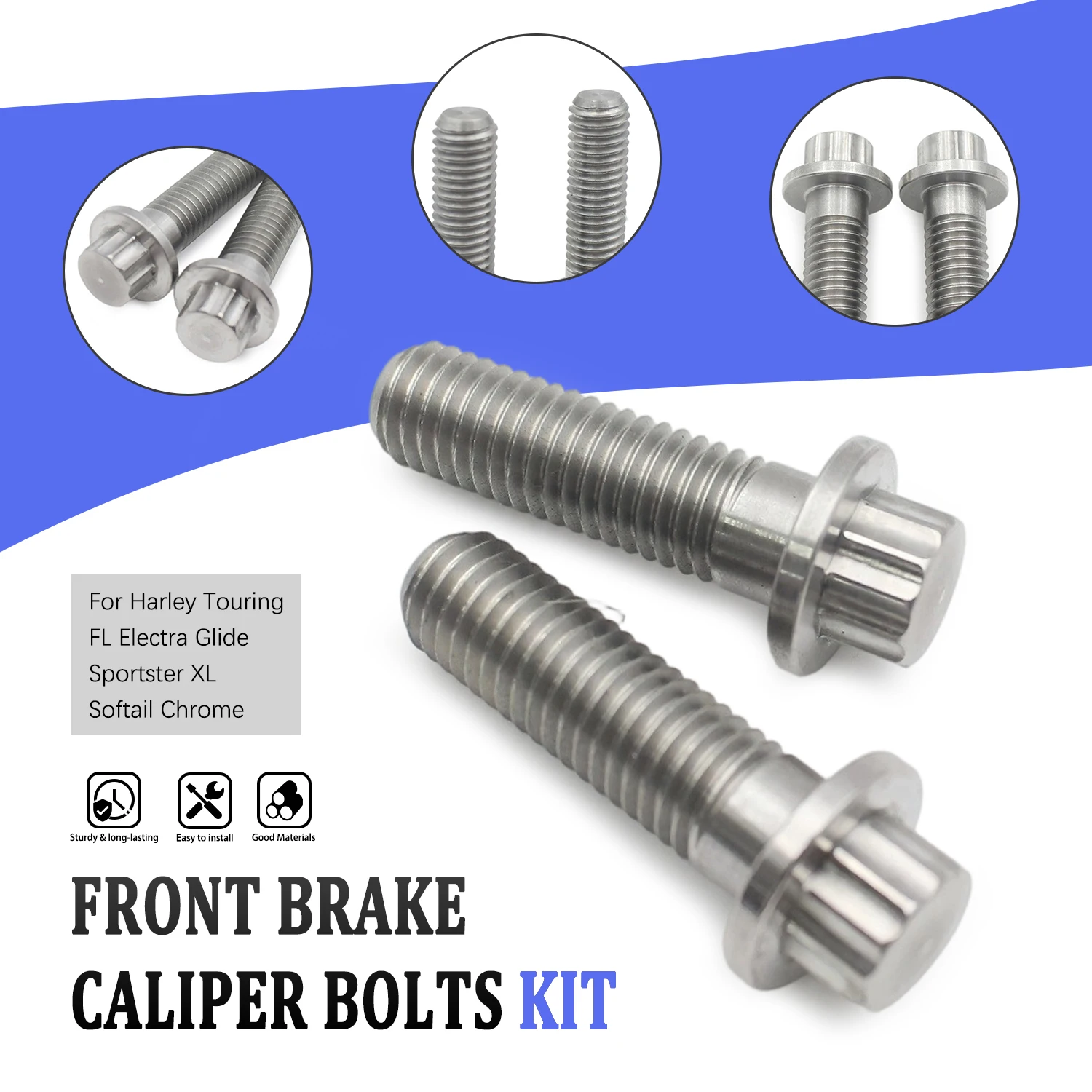 Motorcycle Part 10mm M10x1.5 Metric Front Brake Caliper Bolts Kit For Harley Touring FL Electra Glide Sportster XL Softail