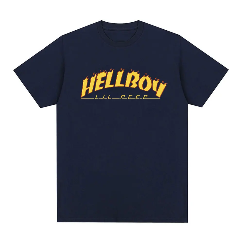 Rapper Lil Peep Hellboy Logo T-shirt Men Women Clothing Vintage Hip Hop T Shirt Casual Cotton Oversized Short Sleeve T-Shirts