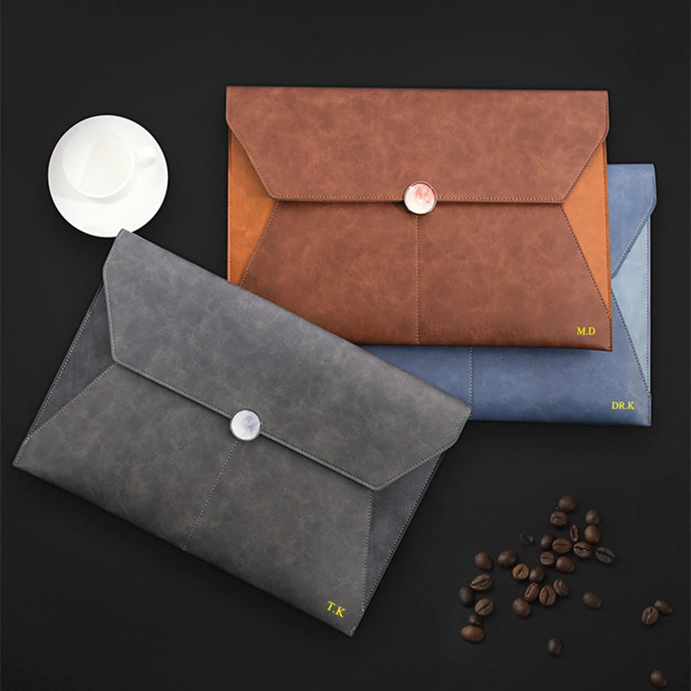 Business Büro Luxus Dokument Tasche PU Leder Benutzerdefinierte Name Große Kapazität A4 Papier Datei Tasche Mode Gravieren Logo Lagerung Taschen – Detail 20