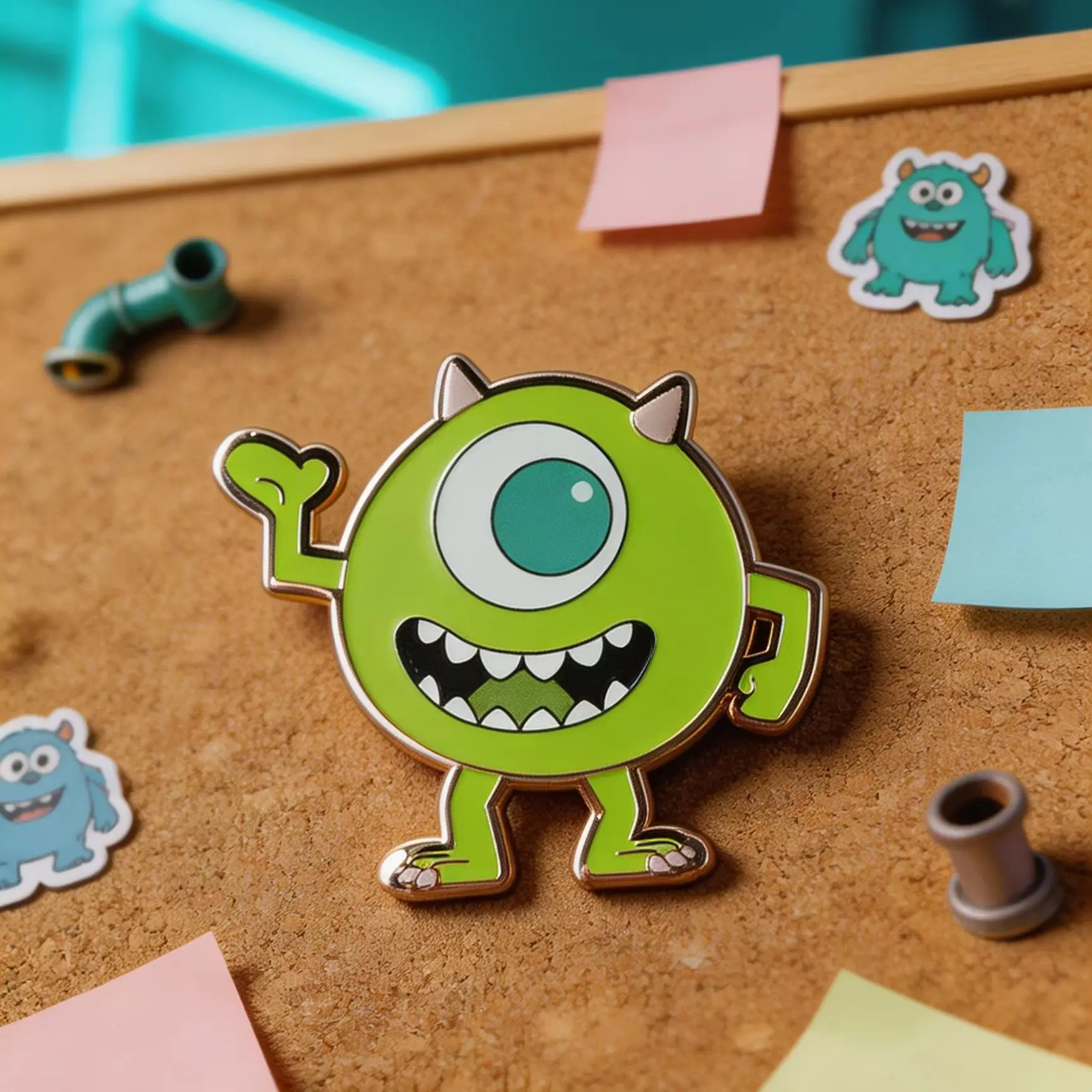 Disney Pixar Monsters Inc Mike Wazowski Enamel Pin Brooch Metal Badge Jewelry Accessory Green Monster Eye Design Fan Gift