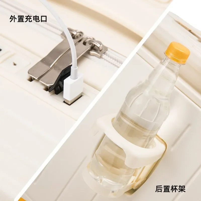 กระเป๋าเดินทางแบบกว้างพร้อมที่วางแก้ว USB 18 นิ้วใหม่กระเป๋าเดินทางแบบไม่จํากัดเพศการเดินทางในห้องโดยสารกระเป๋าเดินทางรถเข็นกรณี