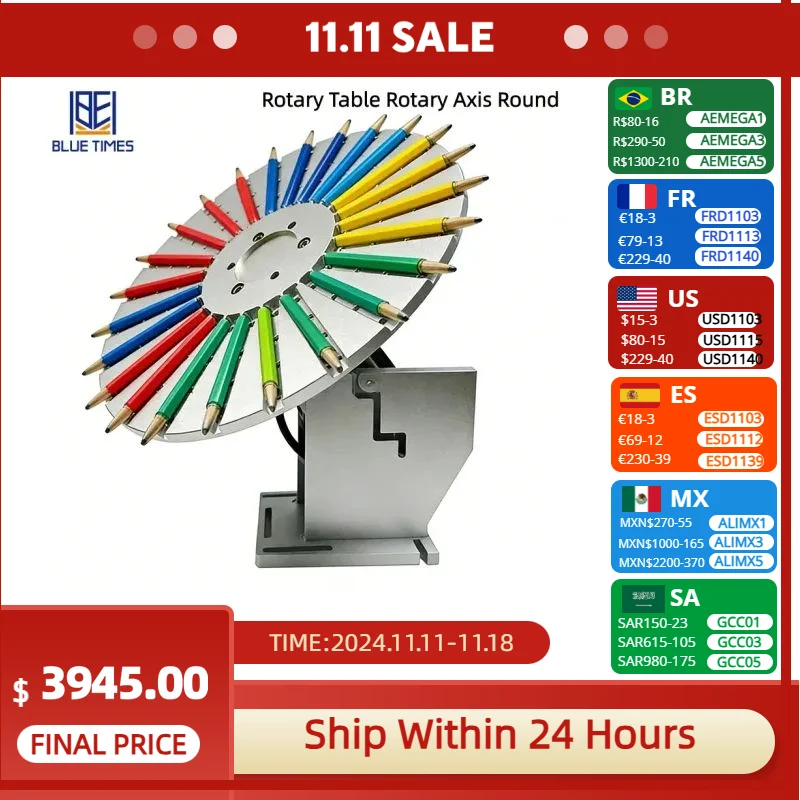 Bluetimes Round Wheel Rotary Axis Fiber Laser Carving Engraving Marking Machine Use For Pen Solder Tip 2 Sides Use With M6 Screw
