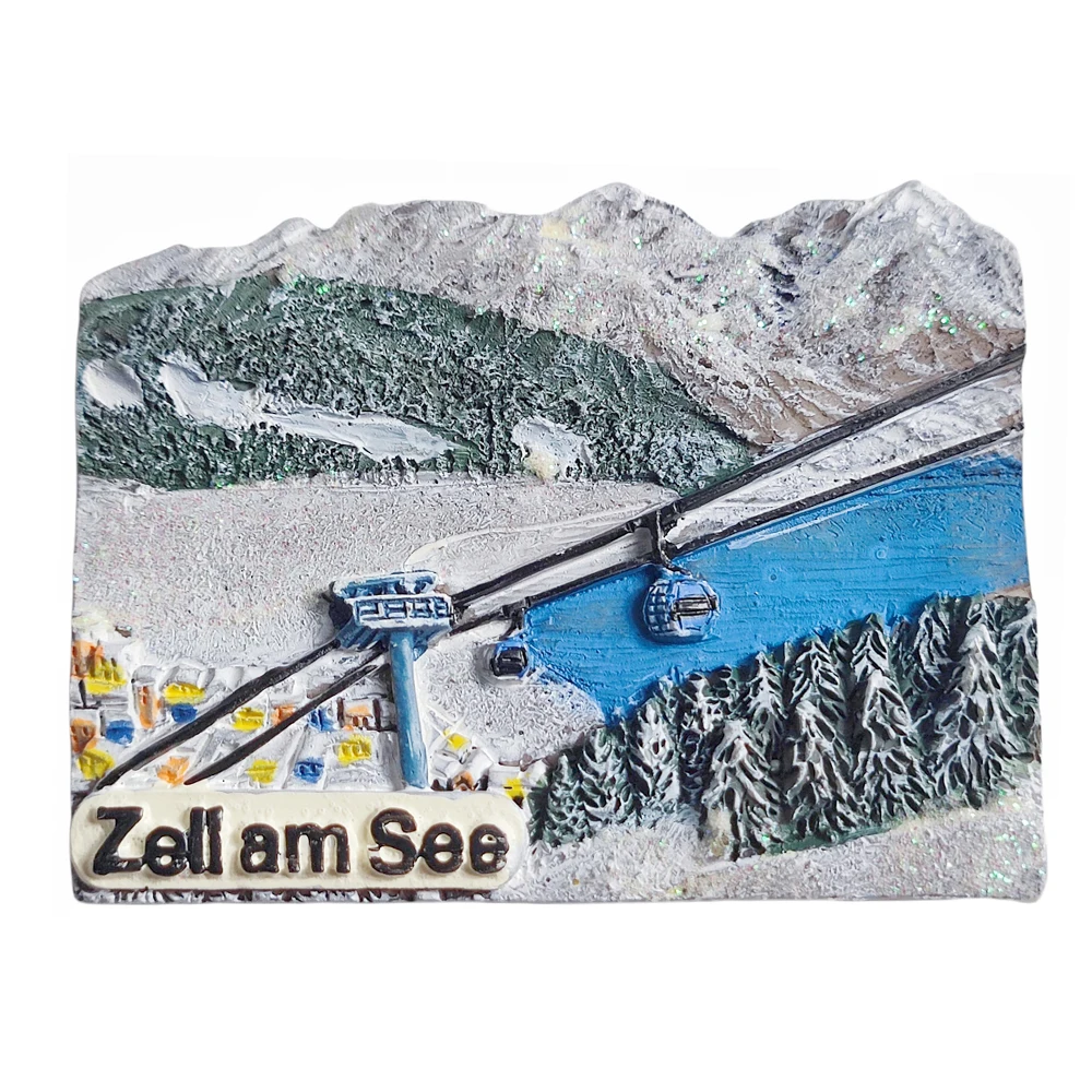 Zell bin siehe Österreich 3D-Kühlschrankmagnet, Souvenir-Geschenk, handgefertigter Österreich-Kühlschrankmagnet aus Kunstharz, Heimdekorationskollektion