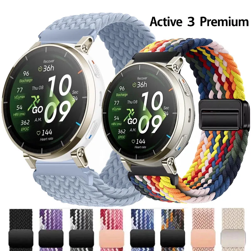 22 20mm Magnetisches geflochtenes Solo Loop Nylonarmband für Amazfit Active 3 Premium/Active 2/Active Max/Balance 2/Bip 6 5 3/GTR/GTS 4 3 2