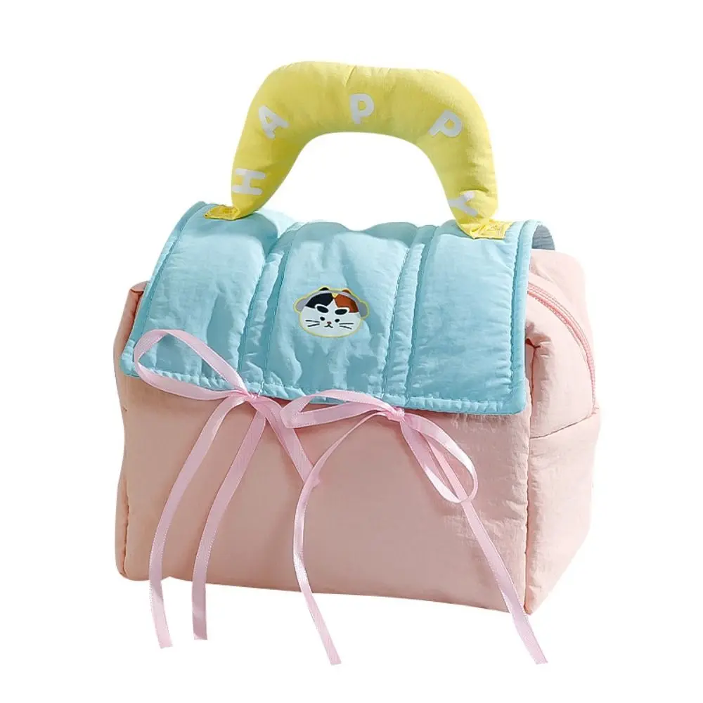

Creative Dopamine Color Makeup Bag Soft Cloud Handle Large Capacity Cosmetic Bag Quilted Cosmetic Bag Gift