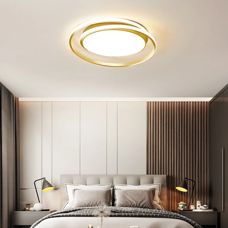 

New Modern Style LED Ceiling Lamp Remote Control Chandelier For Bedroom Living Room Kitchen Study Gold Round Simple Design Light