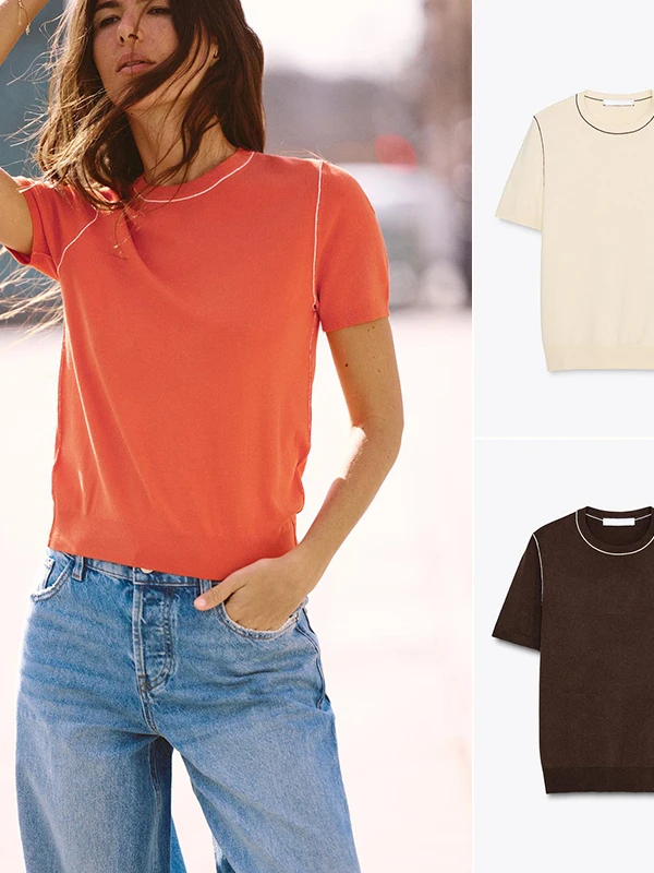 Simples redondo ne ort sve malha superior cor colion decoração básica sle feminino faion primavera verão pulôver