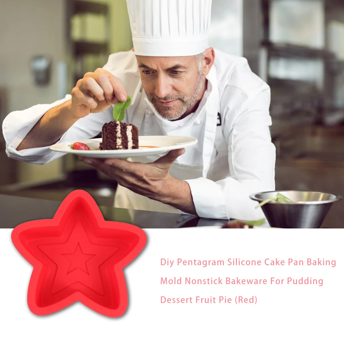 Diy Pentagram Silicone Cake Pan Baking Mold Nonstick Bakeware For Pudding Dessert Fruit Pie (Red) Silicone Baking Pan