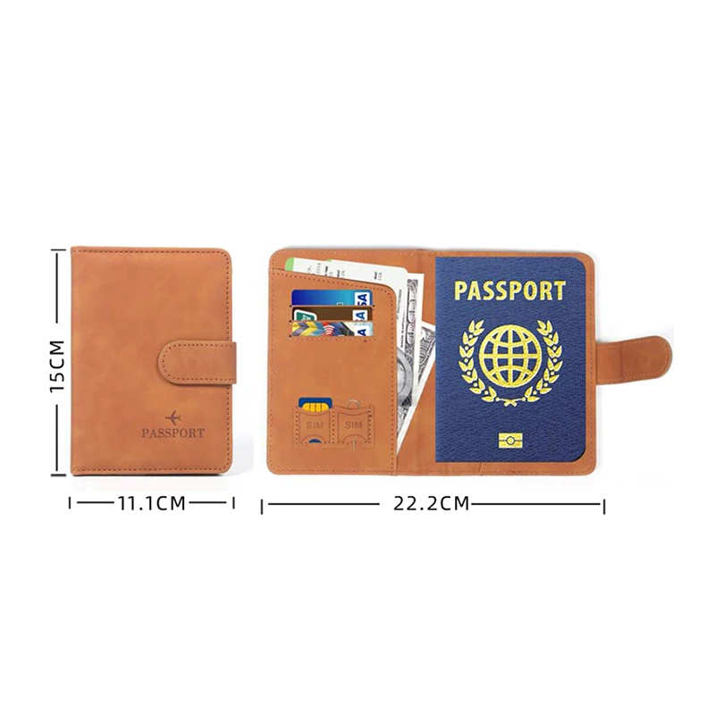 Couverture de passeport RFID en cuir PU pour hommes et femmes, porte-passeport, étui, carte d'identité, carte bancaire, affaires, accessoires de voyage