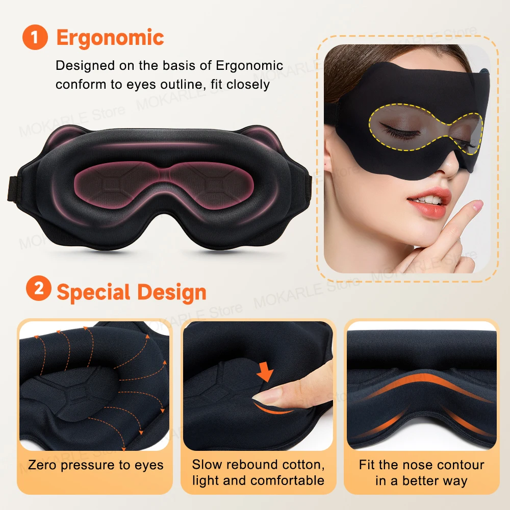 3D Sleeping Eye Mask Portable Sleep Aid Eyepatch 100% Light Block Out Eyeshade Travel Relax Slaapmask Soft Adjustable Eye Cover
