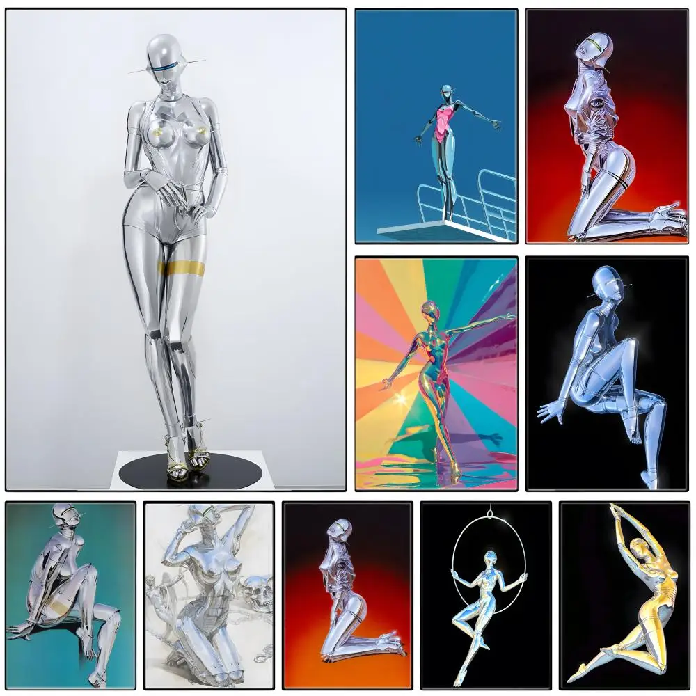 Póster del artista japonés H-Hajime Sorayama, adhesivo artístico autoadhesivo, pegatina de papel impermeable, decoración de pared para cafetería, Bar, habitación