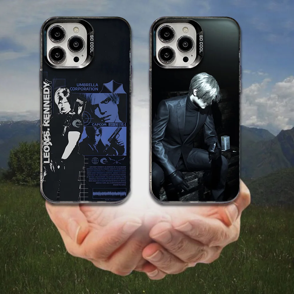 

Leon Resident Evil 4 Remake Phone Case For iPhone 16,15,14,13,12,11,8,7,Pro,Max,Plus,Mini,XS,SE Anti Fall Black Matte Hard