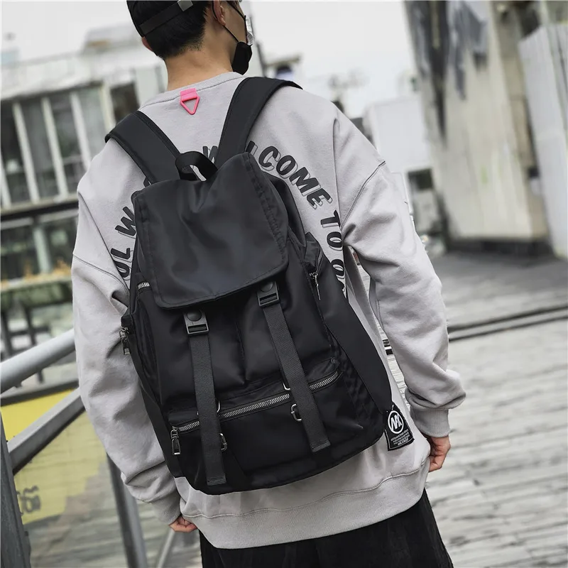 Streetwear Black Nylon Men Backpack Large Capacity School Laptop Men‘s Backpack Outdoor Travel Sport Hiking Backpacks for Men