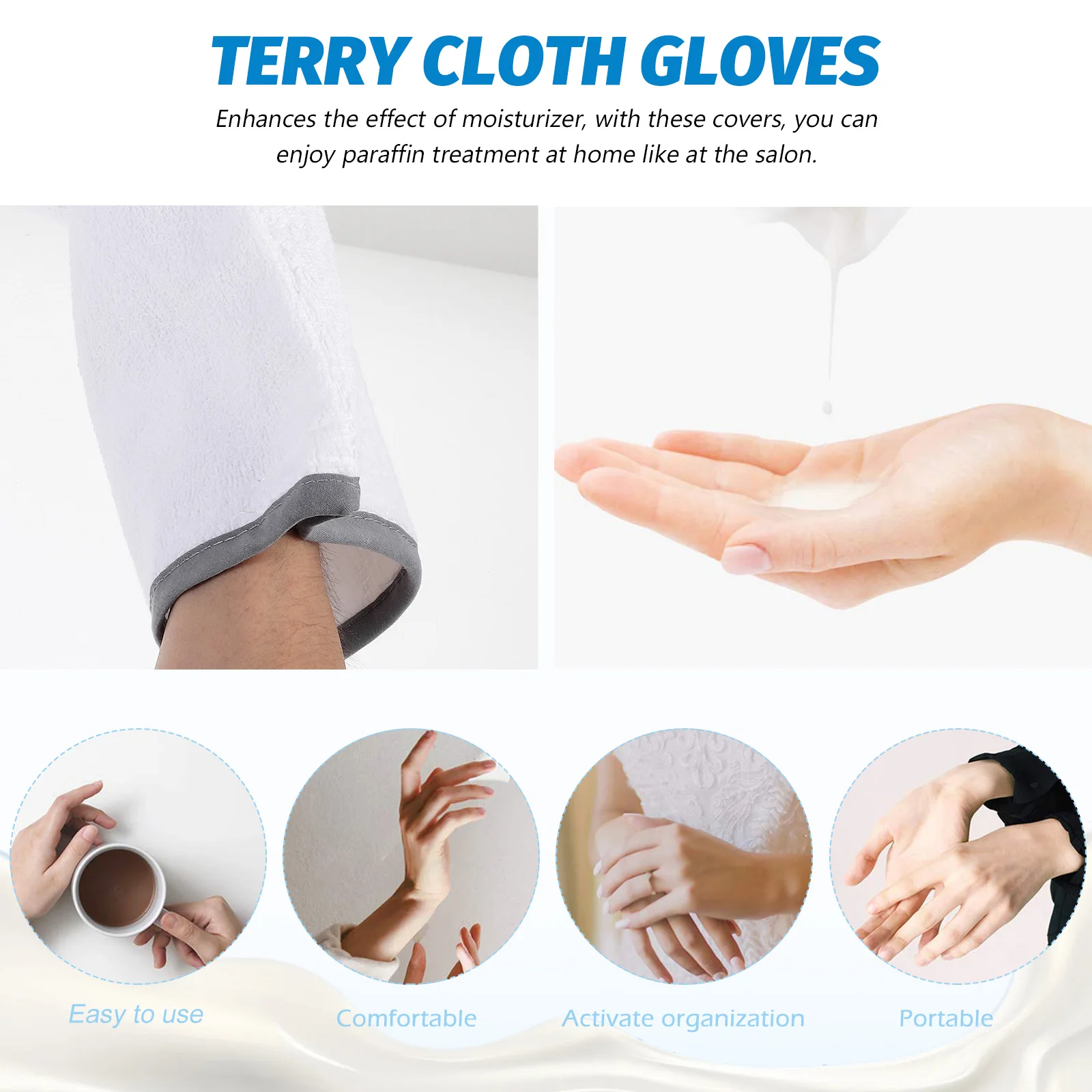 

1Pair Paraffin Wax Mitts Hot Hand Therapy Glove for Home Salon Use Nail Art Manicure Deep Hydration Skin Nourishment