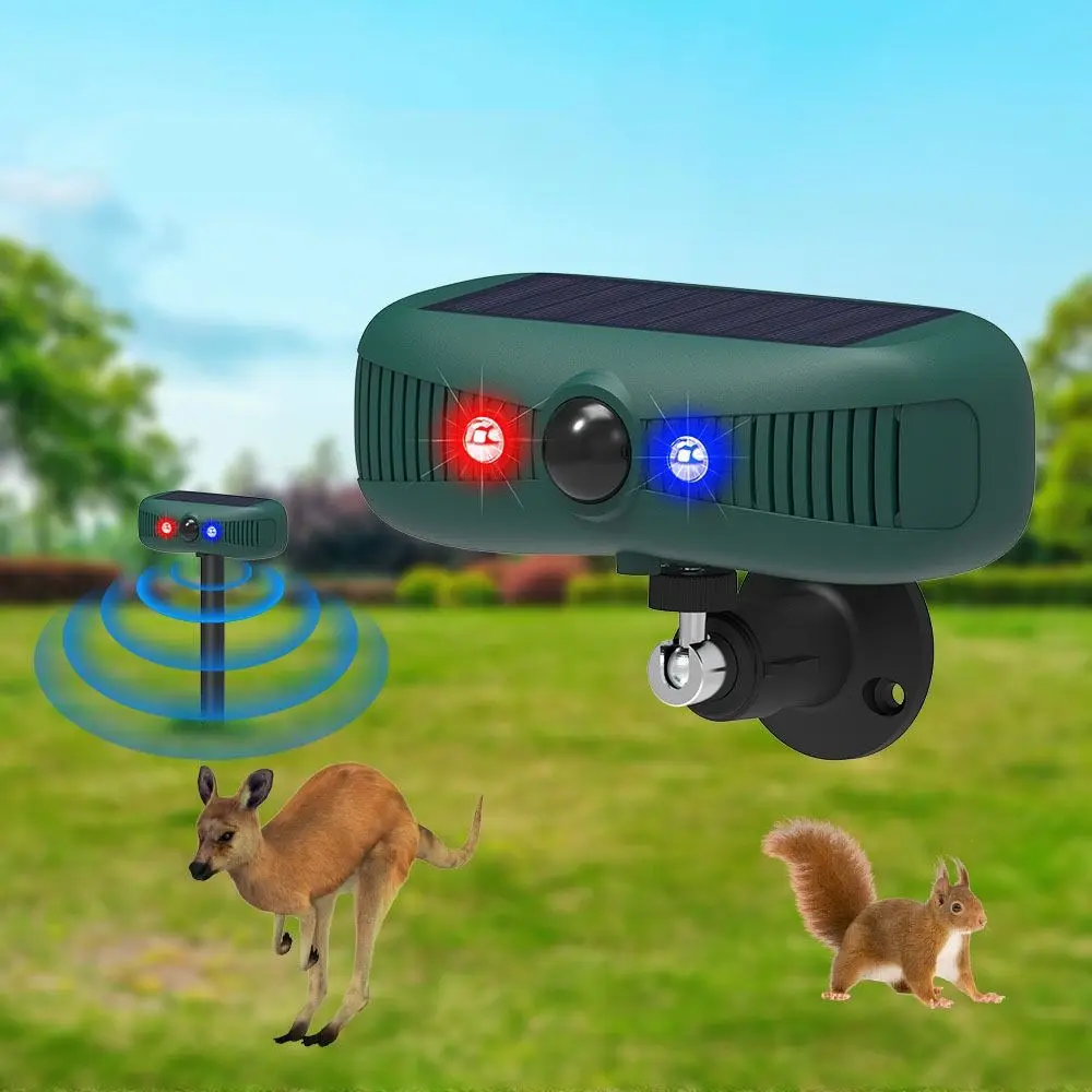 

4 Modes Outdoor Animal Repeller Ultrasonic 13 Sounds Solar Animal Deterrent Infrared Sensor Strobe Light Motion Sensor Alarm