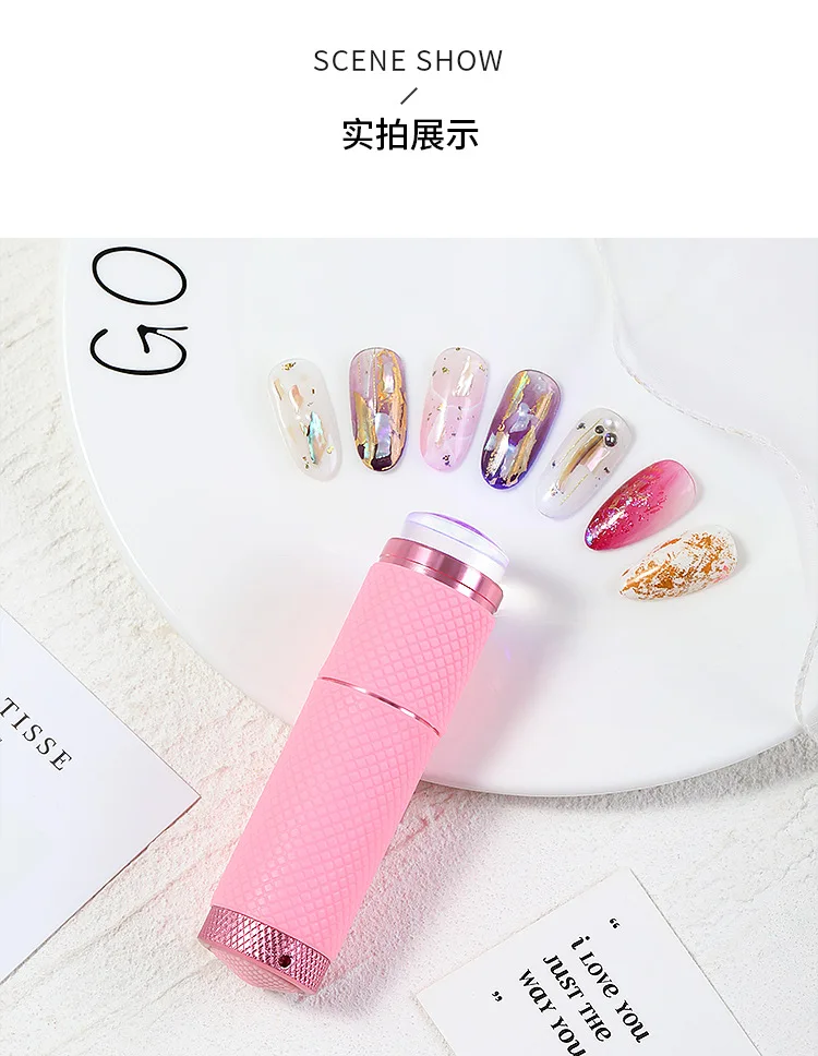 1 Pc Mini Phototherapie Nail art UV Drücken Licht UV Lampe Mit Gelee Silikon Stamper Für Nagel Trockner Protable Lampe Taschenlampe – Detail 6