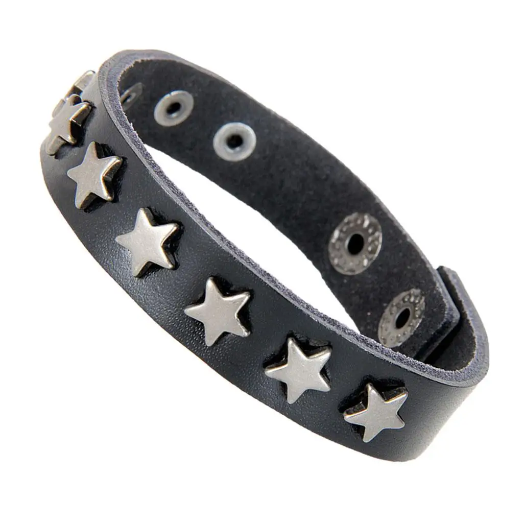 2-6pack PU Leather Star Wristband Cuff Bracelet Bangle Charm Women Jewellery