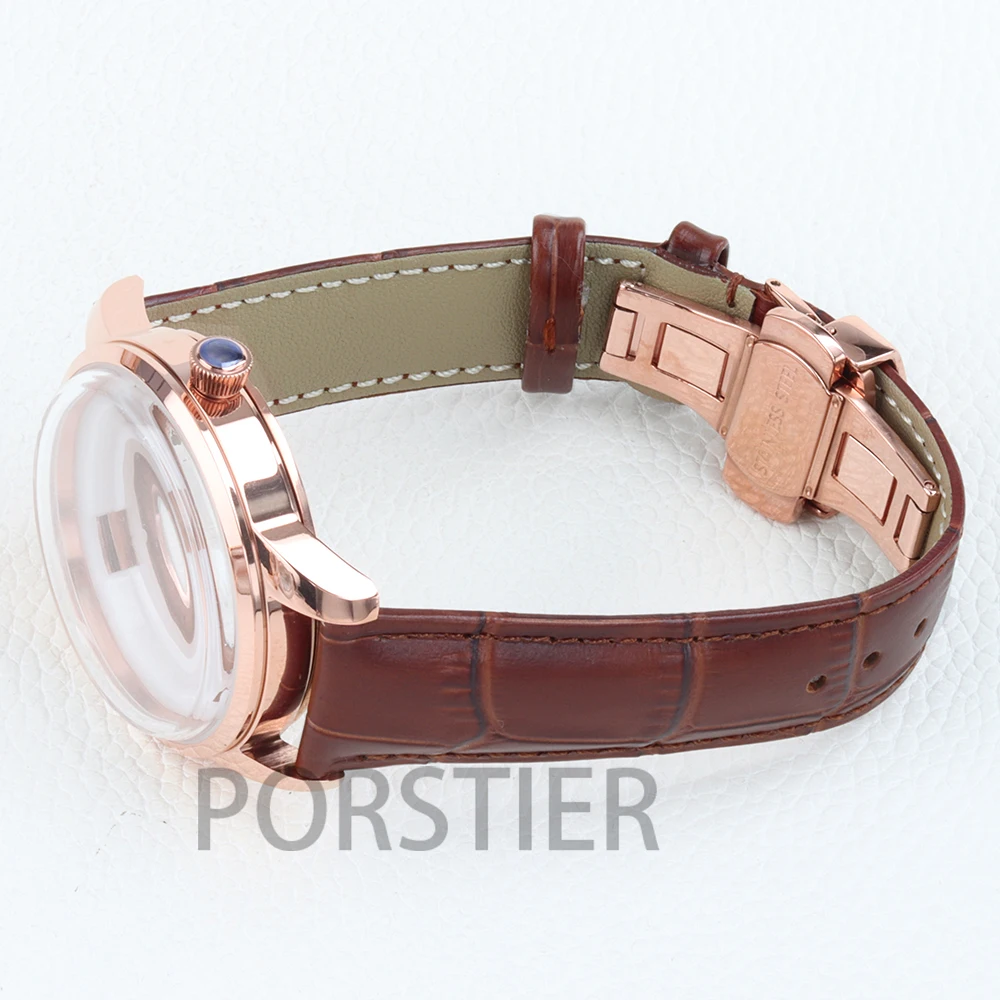35mm NH35 Dial 40mm Case Arched Glass Stainless Steel for Cocktail Time Presage NH35/NH36 Movement Waterproof Leather Bracelet