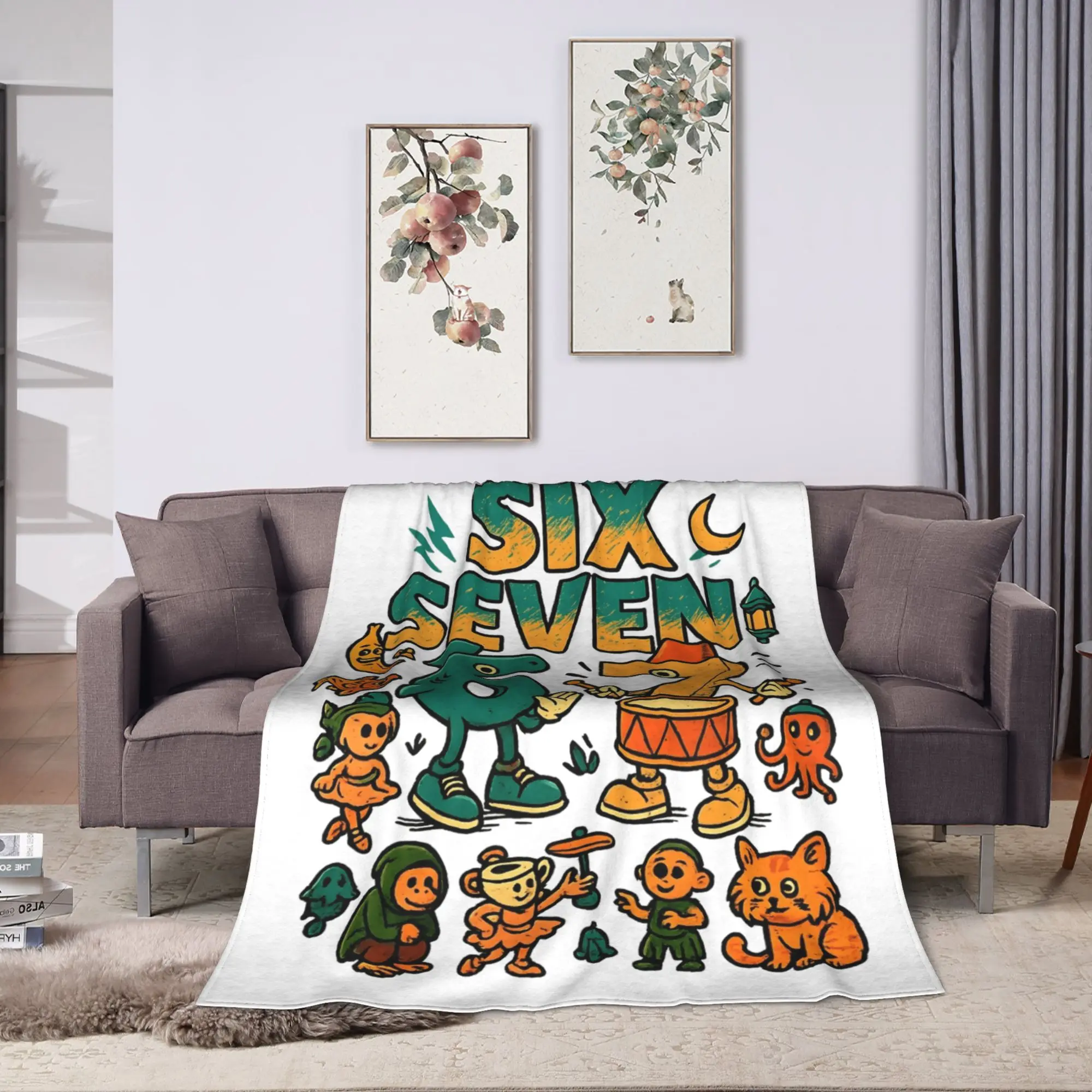 67 Six Seven 6-7 Funny Italian Brainrot Blanket Soft Street Trend Plush Throw Blanket For Children Chair Bedspread Bed Cover