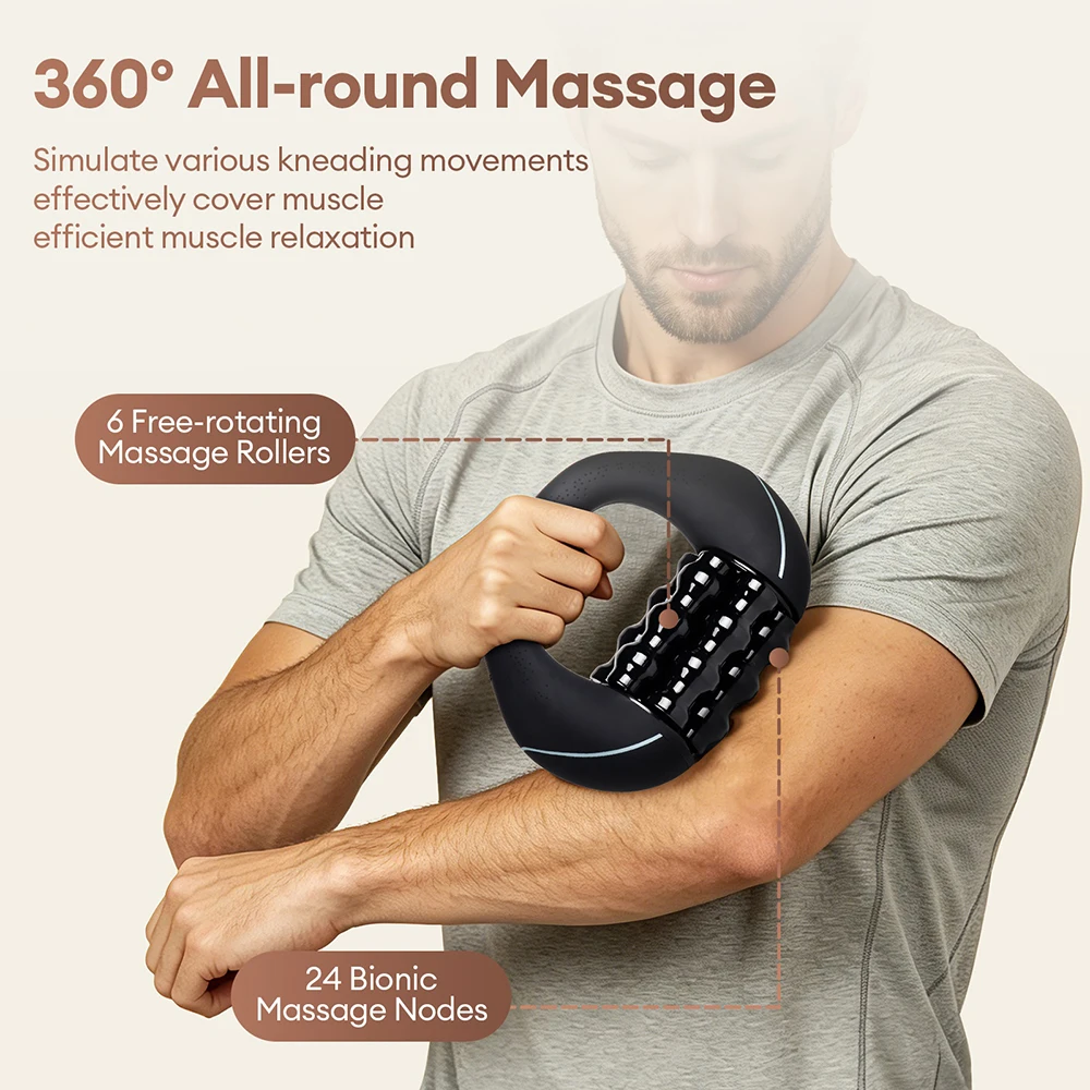 Electric Body Massage Roller Mini Rolling Percussive Massager 3 Speed Adjustable Muscle Relaxation Massage Roller Wheel Massager