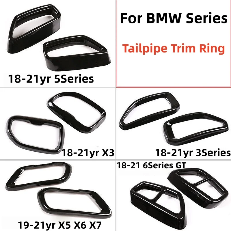 Stainless Steel For BMW 3 5 6 Series GT 7Series 2018 2019 2020 2021+ Tail Muffler Exhaust Pipe Output Car Cover Trim Protective