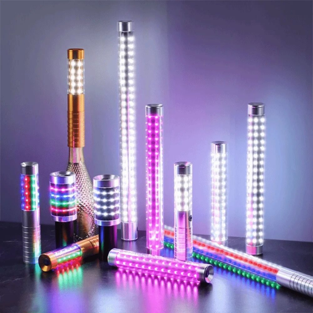 

Rechargeable Handheld Strobe Lights Gold Silver Light Flash LED Strobe Baton Colorful Bottle Service Lights KTV Party