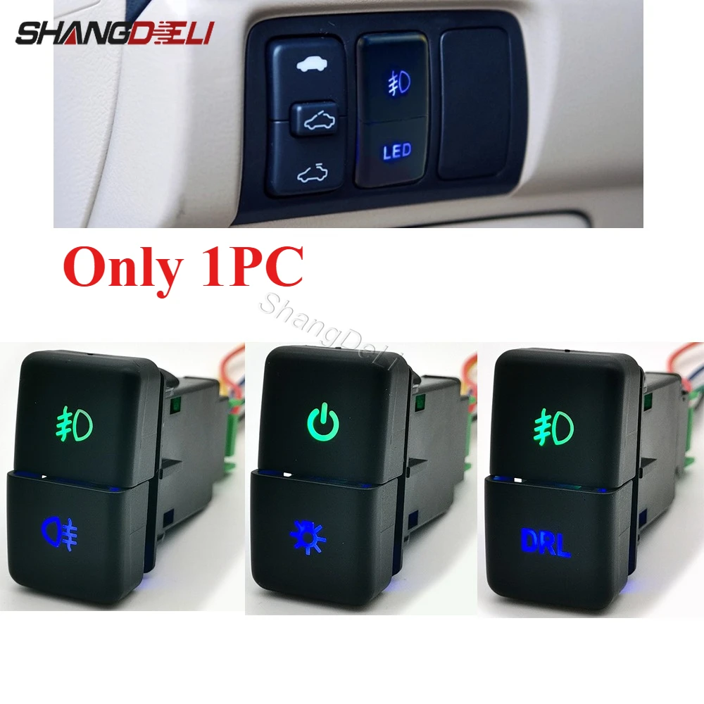 

1PC Car LED Light BSM DRL Parking Radar Power Fog Lights Switch Dual Key Button for Honda CRV Odyssey Civic Fit 2008 - 2013