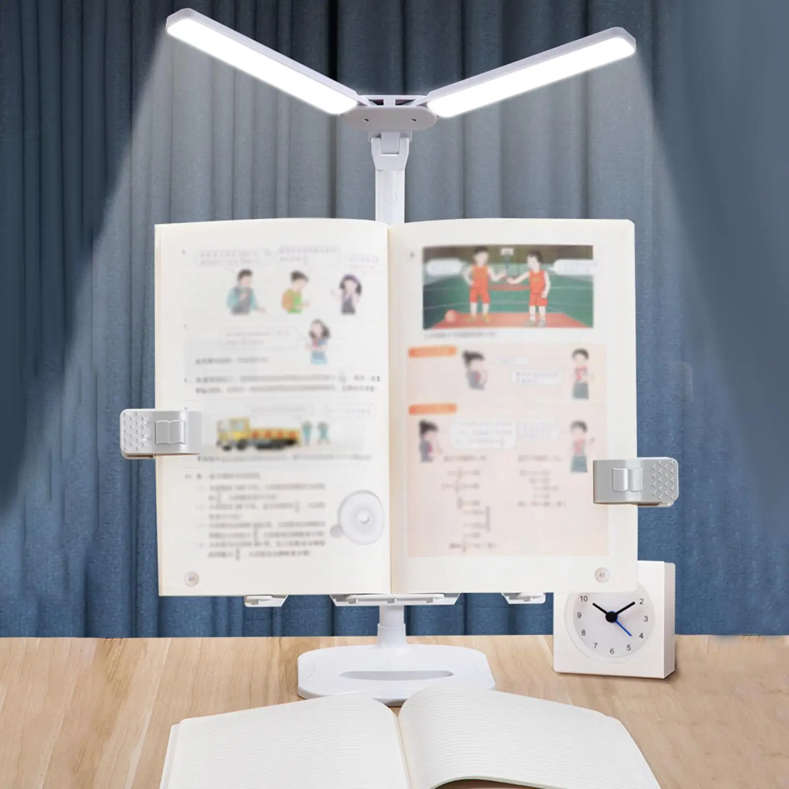 Подставка для планшета, растягивающаяся, с двойной планкой, легко использовать, с зажимом, регулируемая высота, книжные полки, подставка для учебника для офиса, дома и стола