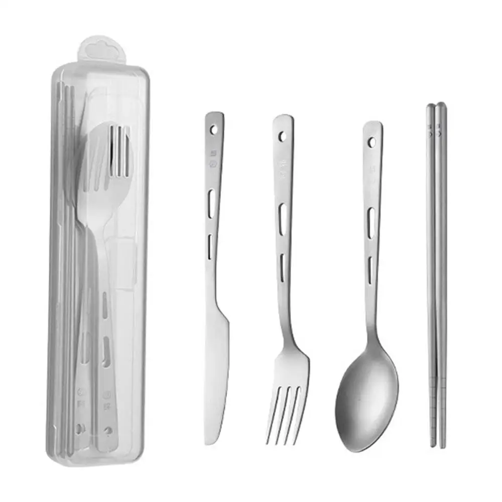 Titanium Long Handle Spoon Outdoor Camping Light Titanium Cookware Cutlery Fork EDC Environmental Outdoor Picnic Accessories