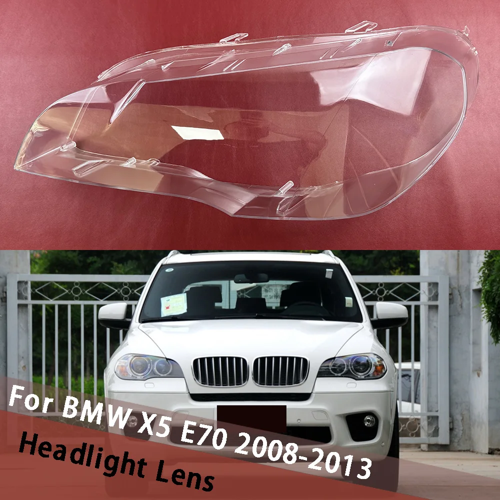 

For BMW X5 E70 2008 ~ 2013 Headlight Lens Cover Transparent Lamp Shade Headlamp Shell Plexiglass Replace Original Lampshade
