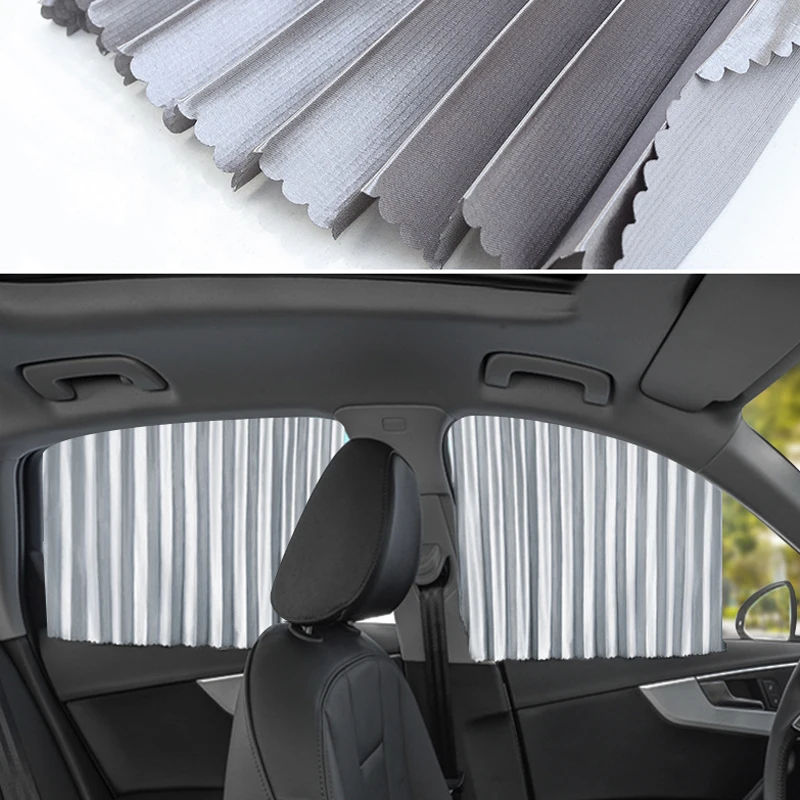 

Car Curtains Sunshade Magnetic Track Type Summer Car Privacy Sunscreen Heat Shield Sunshade Cover Side Window Shading 4pcs/Set