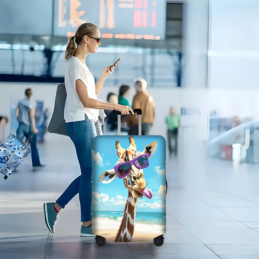 

1PC Whimsical Cartoon Giraffe Print Luggage Cover for 18 – 32 inch luggage; dust and elastic travel accessories to effectivel