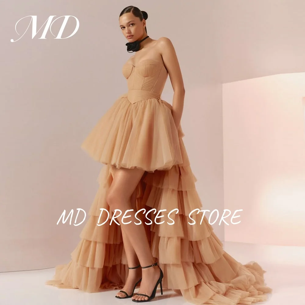 MD Modern Evening Gown High-Low A-line Detachable tail Sweetheart Collar Tulle Prom Down vestidos de fiesta Customised 2025