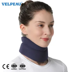 VELPEAU Collar cervical de espuma con soporte para el cuello para aliviar el dolor y presionar en la columna vertebral Soporte ajustable para el cuello para uso doméstico y dormir