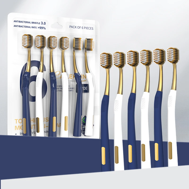 [12PCS] [6PCS] Innovative 3-layer stepped bristle deep cleaning, travel, home, couple, student soft bristled toothbrush