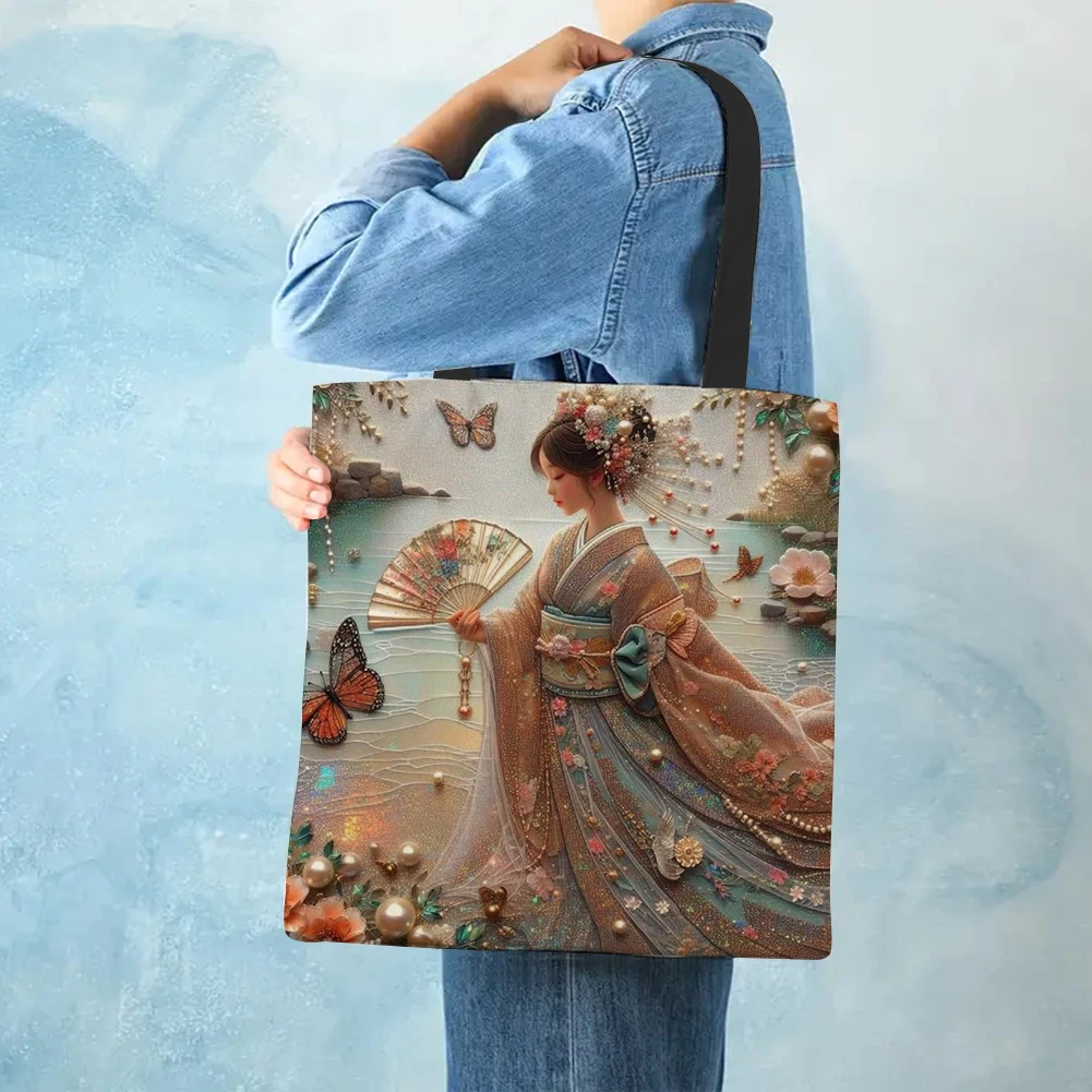 

4 шт. японских льняных сумок-тоут для женщин, вместительные женские сумки через плечо