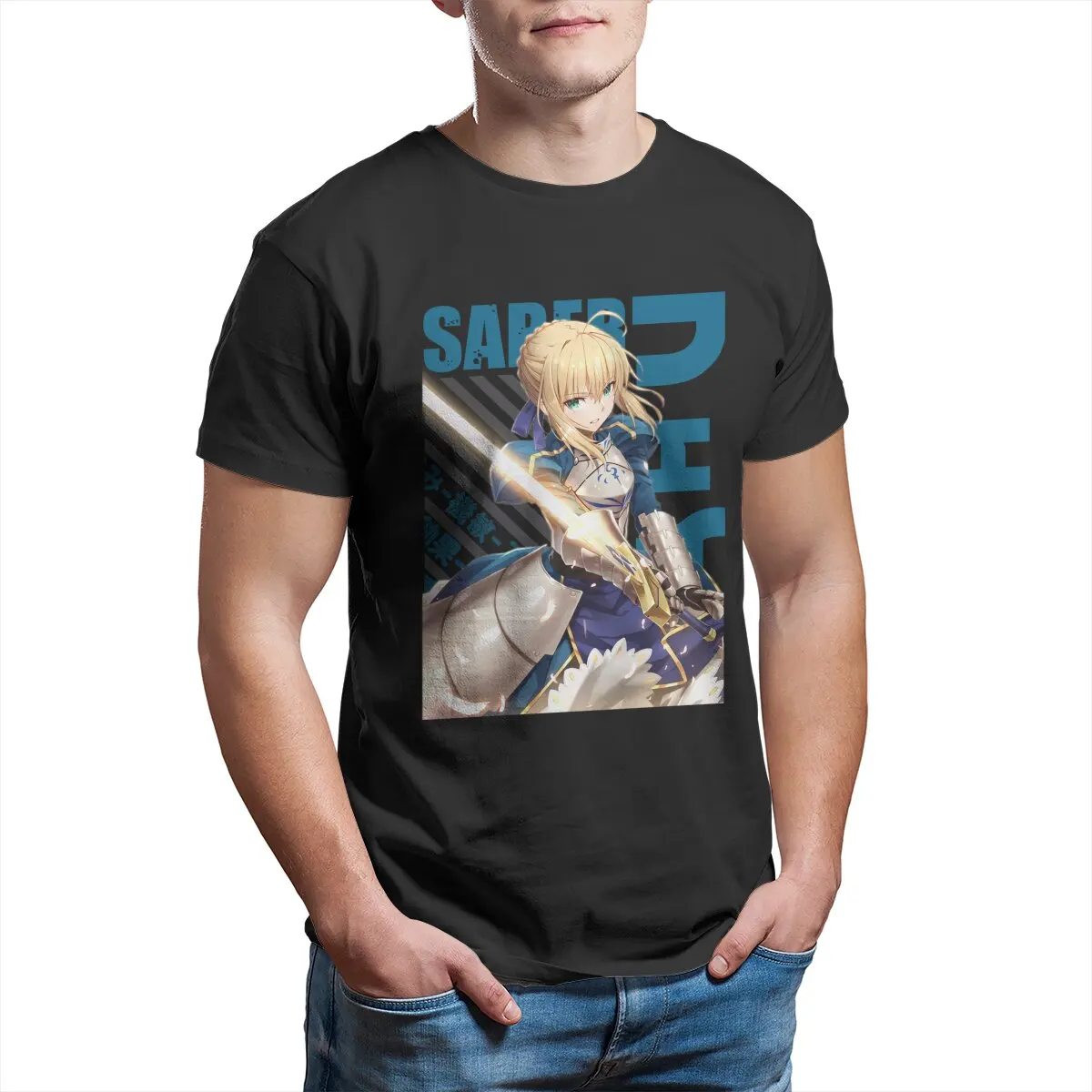 Fate Saber Fate Mordred Fate Stay Night Fate Grand Order Fgo fate kaleid liner anime T-Shirt for Men 100% Cotton printed Clothes