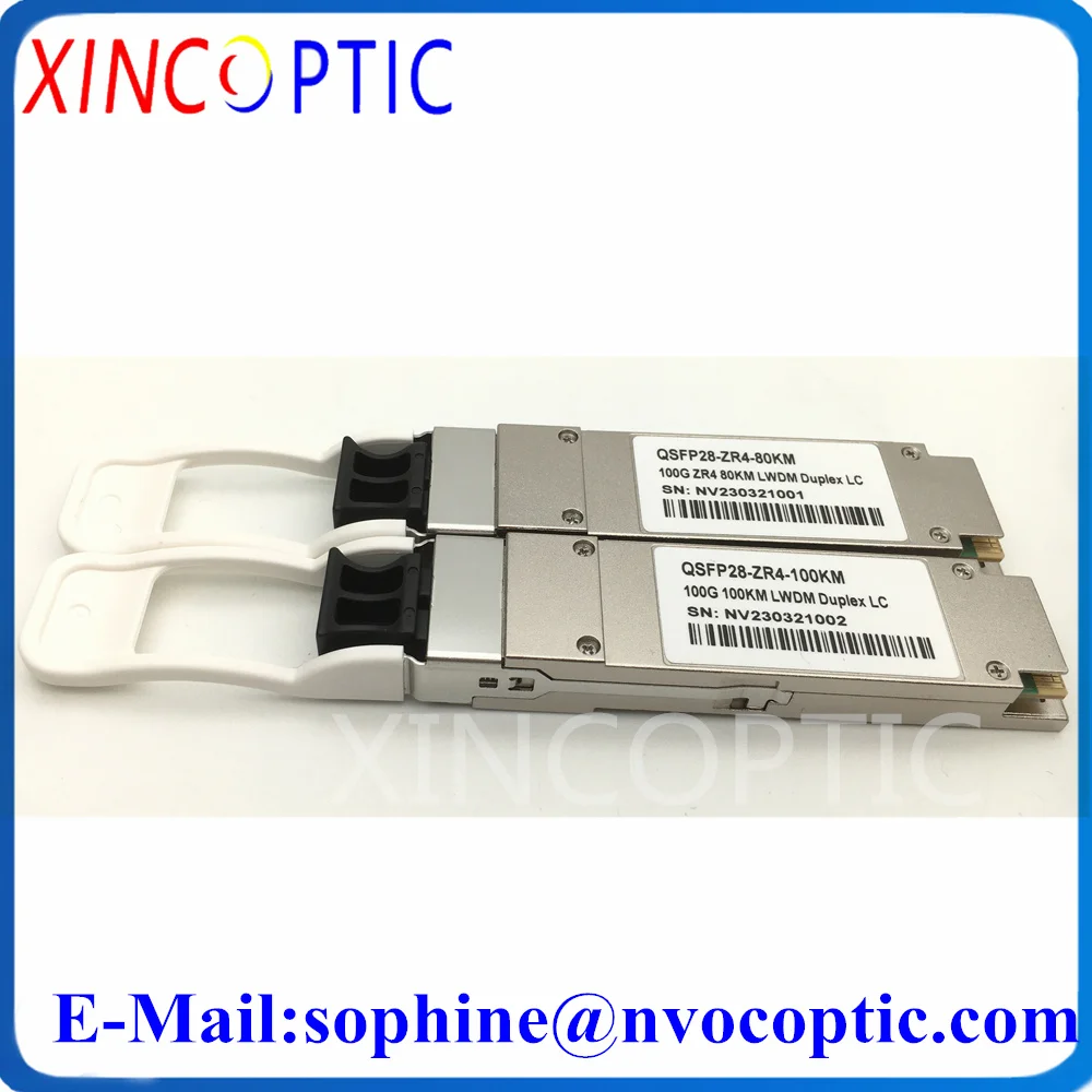 100Gbps QSFP-100G-ZR4 80/100KM QSFP28 100G ZR4 80KM LAN WDM EML+SOA+PIN DOM Duplex LC Ethernet Optic Trasnceiver