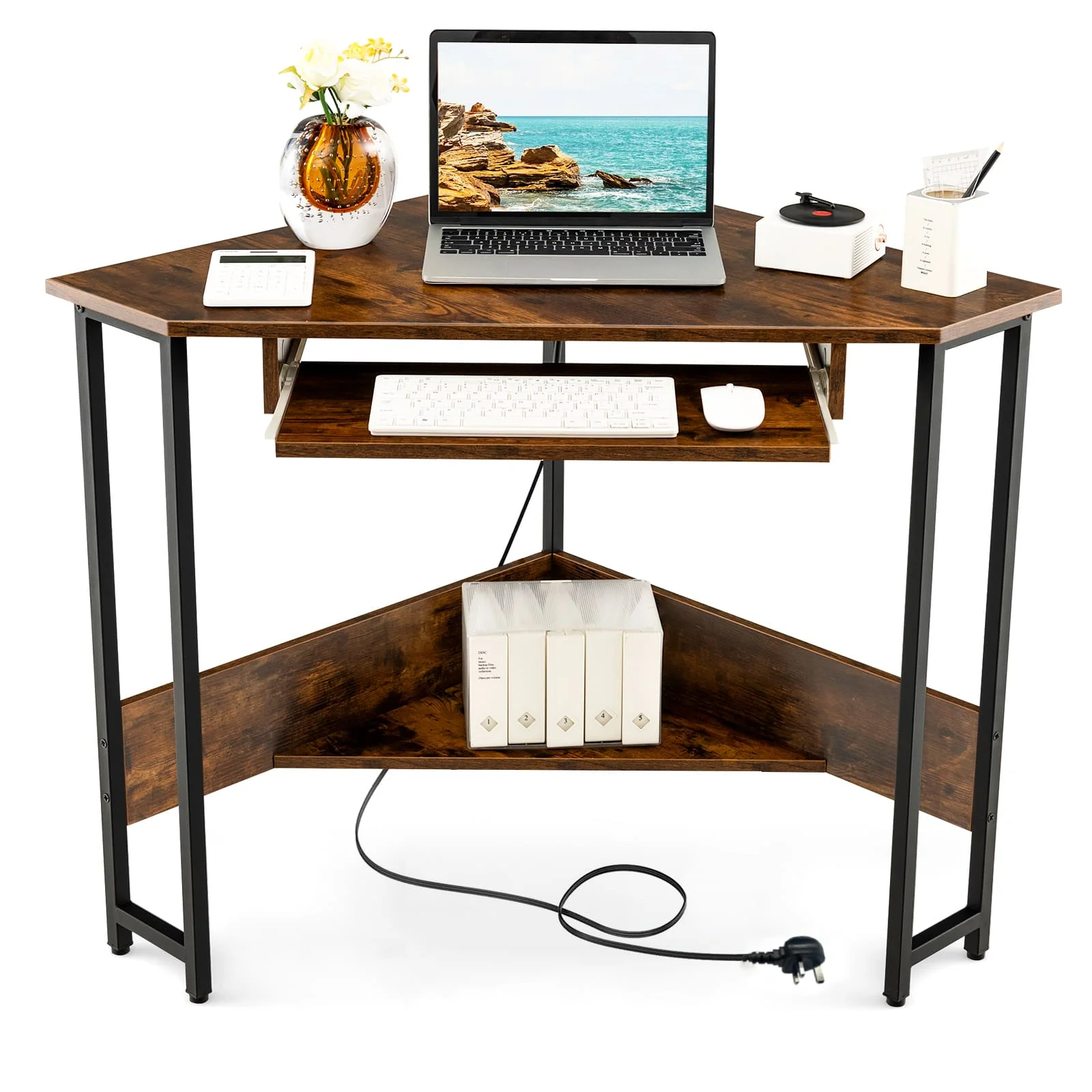 GOFLAME Corner Desk Small Computer Desk Triangle Laptop Workstation