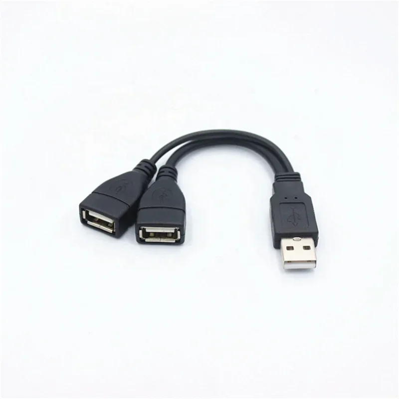 USB 2.0 Cable 15~18cm Male Plug To 2 Female Socket Extension Line Y Data Cable Power Adapter Converter