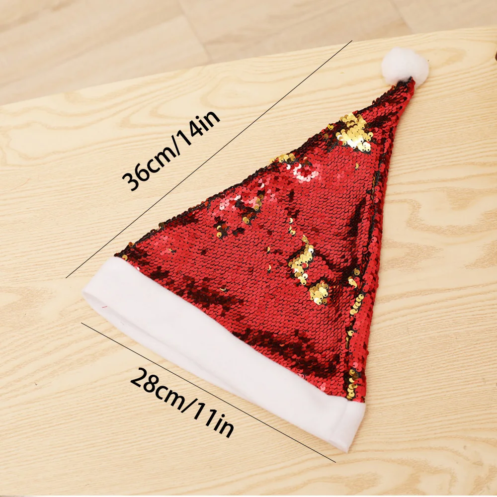 Sequined Santa hat  Happy New Year Comfortable Xmas Color-changing  Caps Christmas Gift Festival Party Supplies Christmas Hat