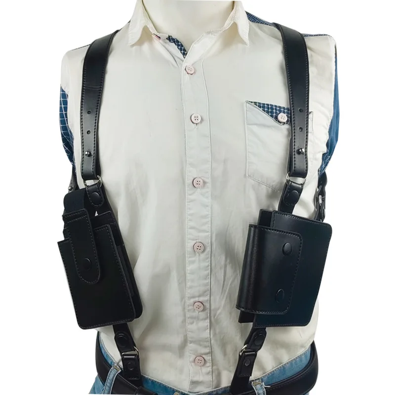 Cowhide Tactical Mobile Phone Bag Outdoor Tactical Bag Sports Bag Double Shoulder Bag Underarm Wallet Card Holder Party Props